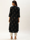 Blue Floral Printed A-Line Kurta