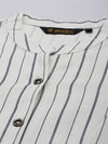 White & Black Striped A-Line Kurta