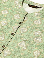 Green Ethnic Motifs Printed A-Line Kurta