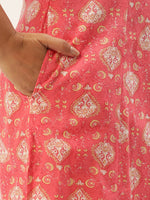 Pink Ethnic Motifs Printed A-Line Kurta