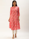 Pink Ethnic Motifs Printed A-Line Kurta