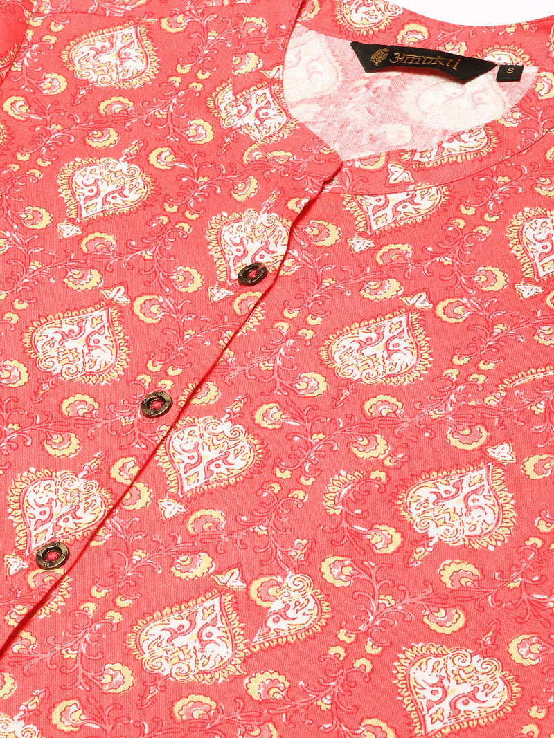 Pink Ethnic Motifs Printed A-Line Kurta