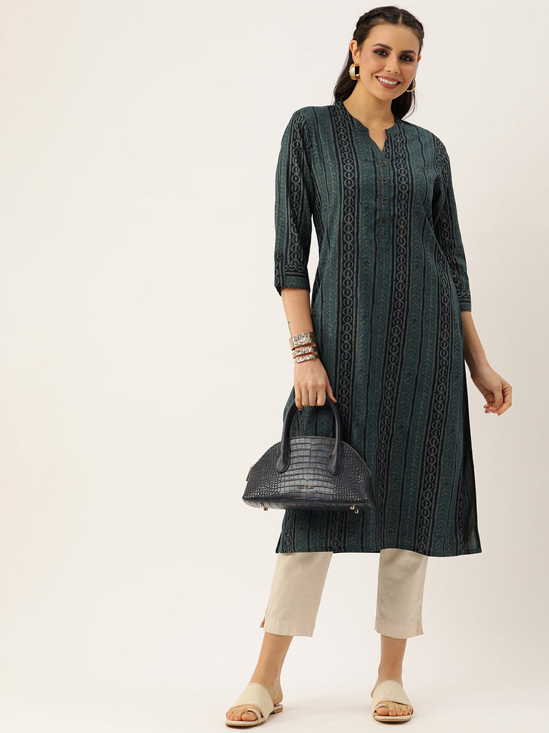 Blue Ethnic Motifs Printed Kurta