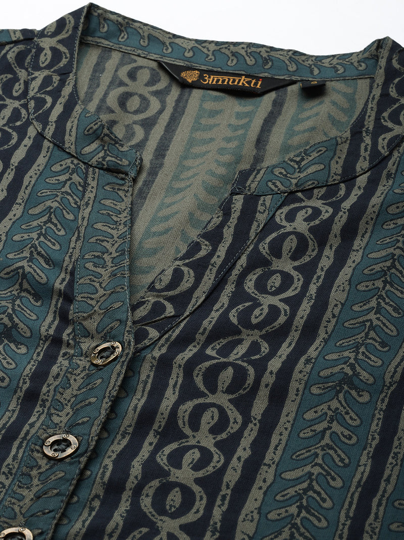 Blue Ethnic Motifs Printed Kurta