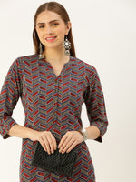 Maroon  Geometric Printed Kurta
