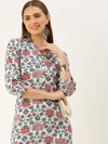 White & Multi Floral Printed Straight Rayon Kurta