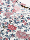 White & Multi Floral Printed Straight Rayon Kurta