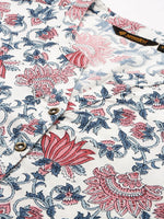 White & Multi Floral Printed Straight Rayon Kurta