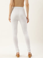 White Solid Slim Fit High-Rise Churidar