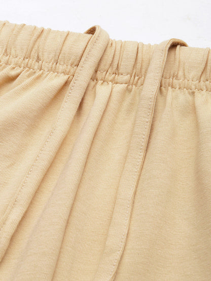 Golden Cream Solid Slim Fit High-Rise Churidar
