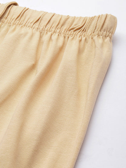 Golden Cream Solid Slim Fit High-Rise Churidar