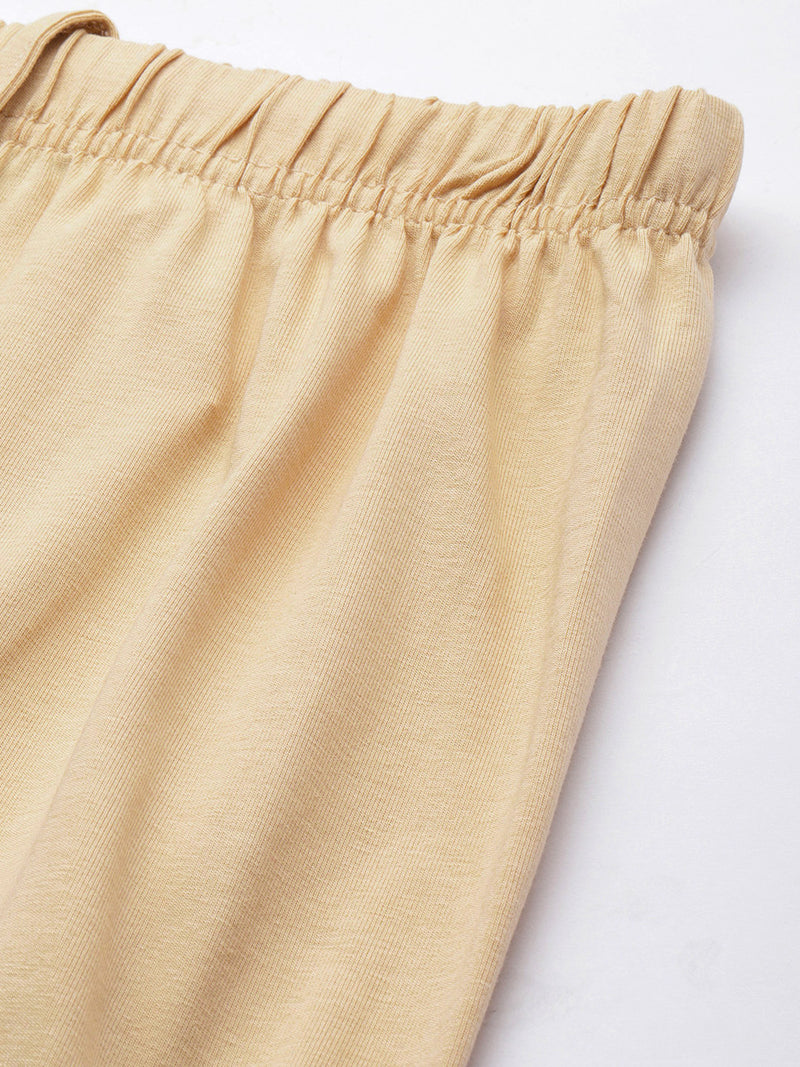 Golden Cream Solid Slim Fit High-Rise Churidar