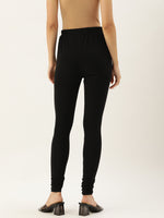 Black Solid Slim Fit High-Rise Churidar