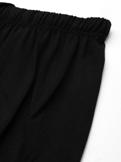 Black Solid Slim Fit High-Rise Churidar