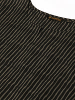 Black & Grey Striped Straight  Kurta