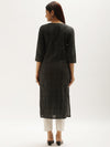 Black & Grey Striped Straight  Kurta