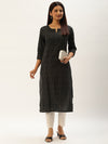 Black & Grey Striped Straight  Kurta