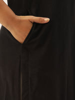 Black Embroidery Straight Cut Kurta
