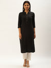 Black Embroidery Straight Cut Kurta