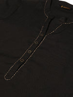 Black Embroidery Straight Cut Kurta
