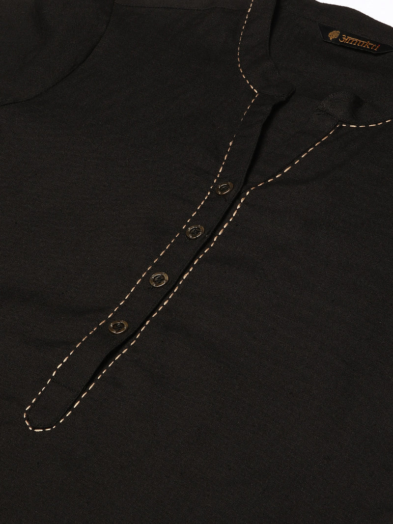 Black Embroidery Straight Cut Kurta