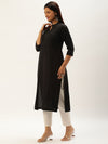 Black Embroidery Straight Cut Kurta