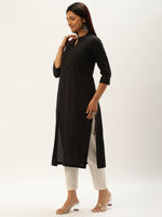 Black Embroidery Straight Cut Kurta