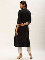 Black Embroidery Straight Cut Kurta