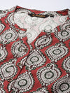Red Ethnic Motifs Printed Straight Kurta