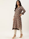 Red Ethnic Motifs Printed Straight Kurta