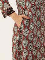 Red Ethnic Motifs Printed Straight Kurta
