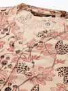 Beige Floral Printed Straight Cut Kurta