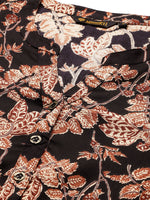 Black & Beige Floral Printed Straight Cut Kurta