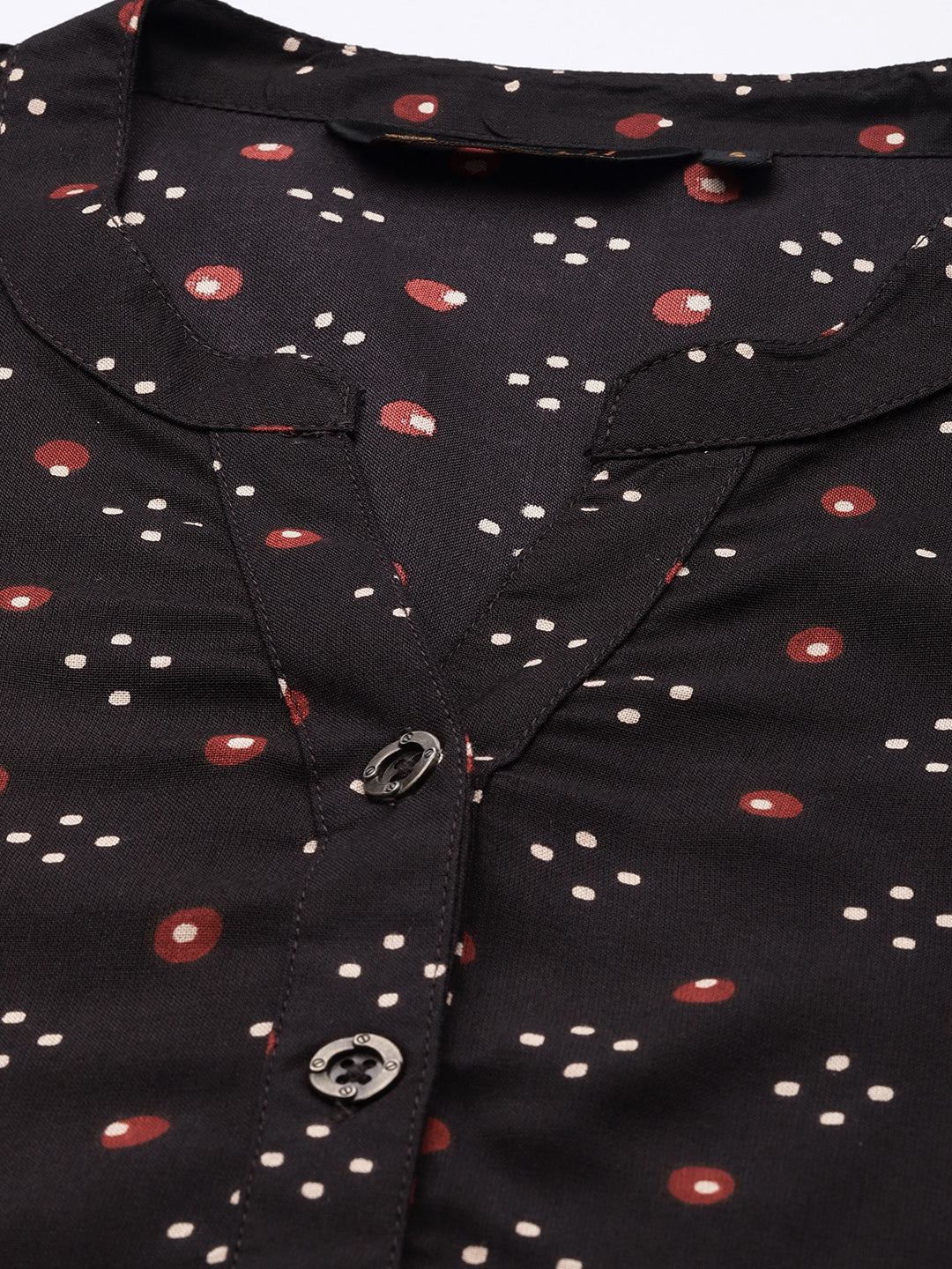 Black Abstract Printed Straight Kurta