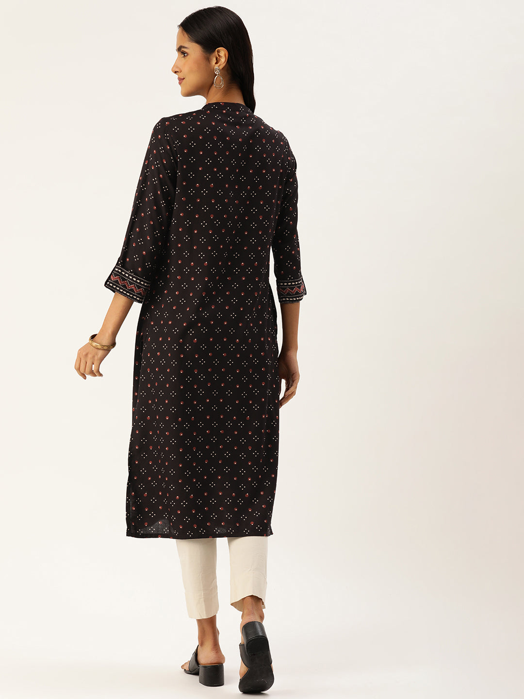 Black Abstract Printed Straight Kurta