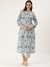 Blue Jal Floral Printed Straight Cut Kurta