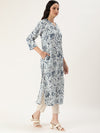 Blue Jal Floral Printed Straight Cut Kurta