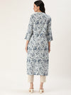 Blue Jal Floral Printed Straight Cut Kurta