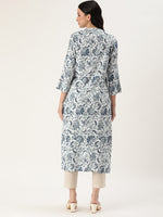 Blue Jal Floral Printed Straight Cut Kurta