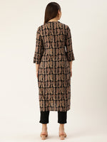 Black & Beige Paisley Printed Mandarin Collar Kurta