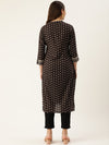 Brown & Beige Mandarin Collar Printed Kurta