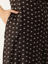 Brown & Beige Mandarin Collar Printed Kurta