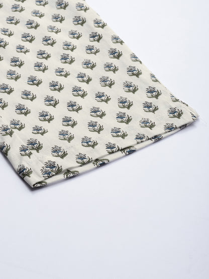 White Floral Printed Pleated Trousers
