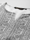 White & Black Ethnic Motifs Printed Straight Cut Kurta