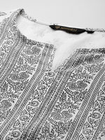 White & Black Ethnic Motifs Printed Straight Cut Kurta