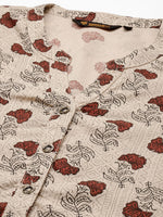 Beige Jal Floral Printed Kurta
