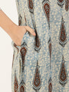 Blue & Multicolored Ethnic Motifs Printed Mandarin Collar Kurta