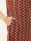 Rest & Beige Ethnic Motifs Printed Mandarin Collar Kurta