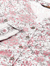 White & Grey Floral Printed Straight Cut Kurta