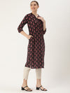 Black Paisley Printed Straight Cut Kurta